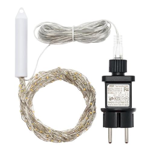 Filo Argento 300 luci - MICROLED Bianco caldo e Bianco freddo (1 + 4 mt) Cascata 15 fili 1 Gioco di luce XMAS KING IP44 74569