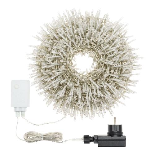 Filo Bianco 1500 luci - MINILED Bianco caldo (30,5 + 4 mt) 8 Giochi di luce XMAS KING 36208