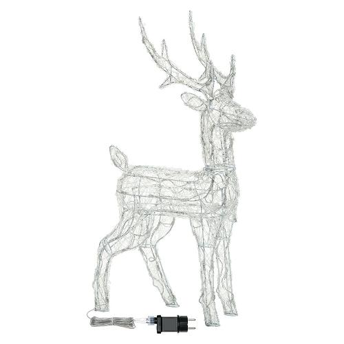 Renna 3D Bianco (H85 cm) 3 giochi di luce (1pz) 120 luci - LED Bianco caldo e Bianco freddo IP44 80201