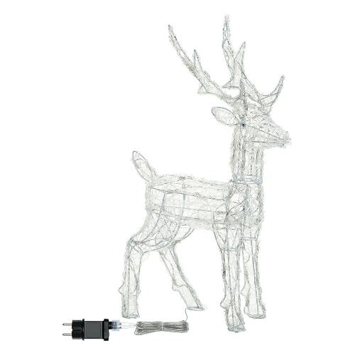 Renna 3D Bianco (H65 cm) 3 giochi di luce (1pz) 80 luci - LED Bianco caldo e Bianco freddo IP44 80195