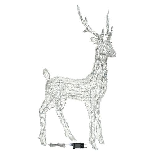 Renna 3D Bianco (H105 cm) 3 giochi di luce (1pz) 180 luci - LED Bianco caldo e Bianco freddo IP44 80218
