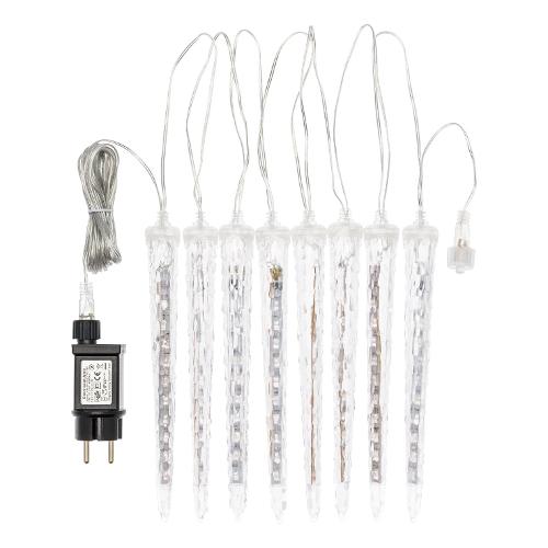 Tenda luminosa Natale Trasparente 80 luci - LED Bianco freddo (2,4 + 4 mt) Giuntabile Ghiaccioli 1 Gioco di luce 67806