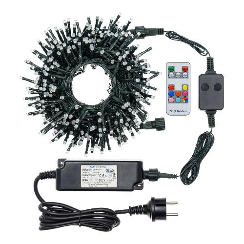 Filo Verde 500 luci - LED RGB (10 + 5 mt) Giuntabile 14 Giochi di luce WONDER IP44 63778