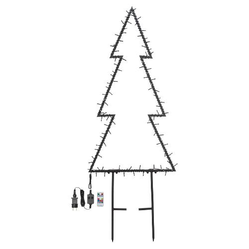 Albero di Natale 14 giochi di luce (L55 P6 H150 cm) WONDER 100 luci - LED Rosso, Blu e Bianco caldo IP44 68377