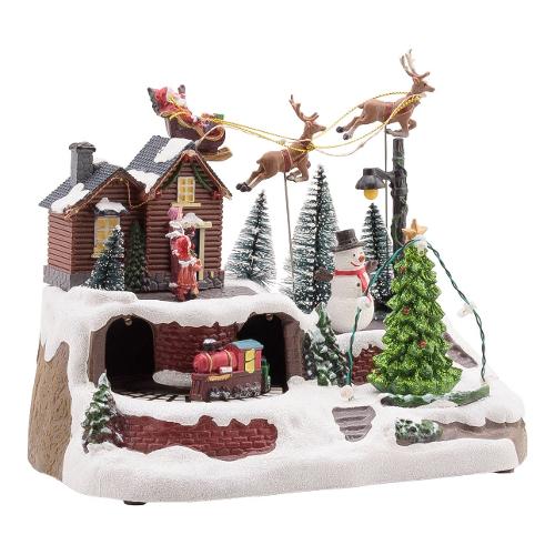Paesaggio con movimento, luci e musica (23,5x16x20cm) XMAS KING 79045