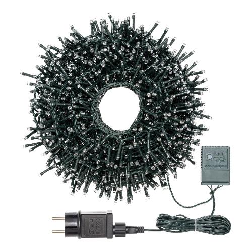 Filo Verde 1000 luci - MINILED Bianco caldo (20,5 + 4 mt) 8 Giochi di luce XMAS KING IP44 34808