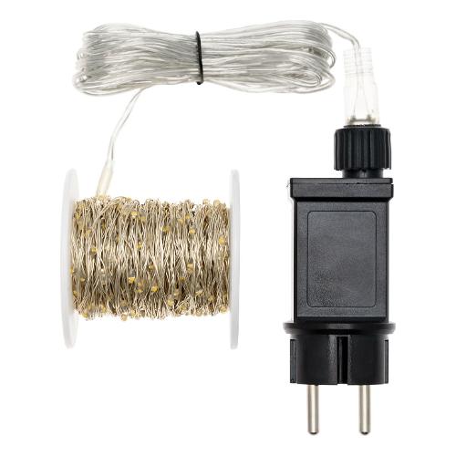 Filo Trasparente 400 luci - MICROLED Bianco freddo (20 + 4 mt) 1 Gioco di luce XMAS KING IP44 45446