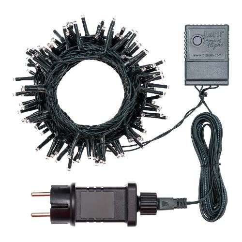 Filo Verde 360 luci - MINILED Bianco freddo (25,7 + 4 mt) 8 Giochi di luce XMAS KING IP44 32538