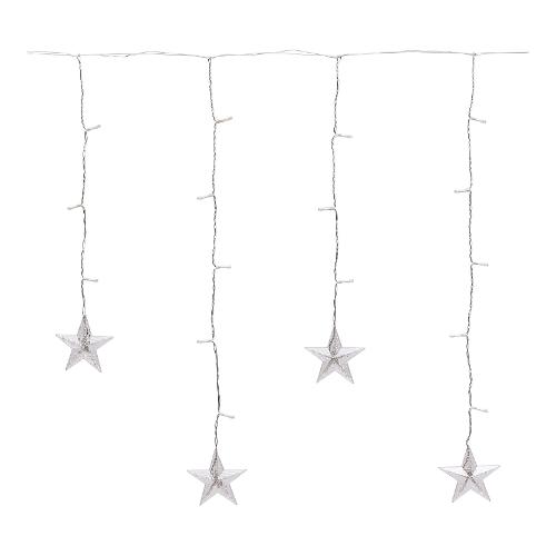Tenda luminosa Natale Trasparente 90 luci - LED Bianco caldo (2 + 4 mt) Stelle 8 Giochi di luce IP44 78123