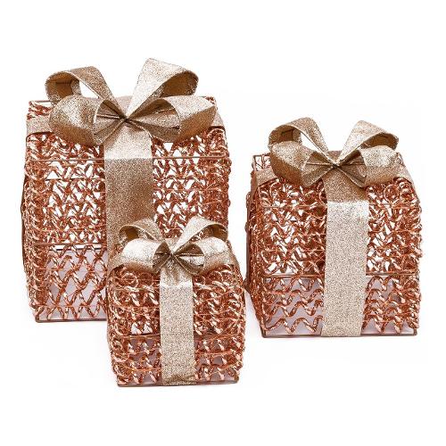 Pacchi regalo 1 gioco di luce (3pz) 900 luci - MICROLED Bianco caldo IP44 Rose gold 81789