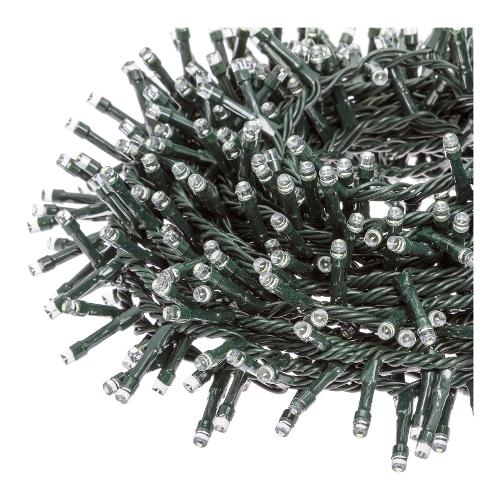 Filo Verde 1000 luci - MINILED Bianco freddo (20,5 + 4 mt) 8 Giochi di luce XMAS KING IP44 34815