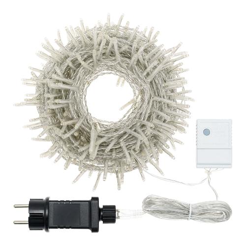 Filo Trasparente 360 luci - MINILED Bianco caldo (25,7 + 4 mt) 8 Giochi di luce XMAS KING IP44 32583
