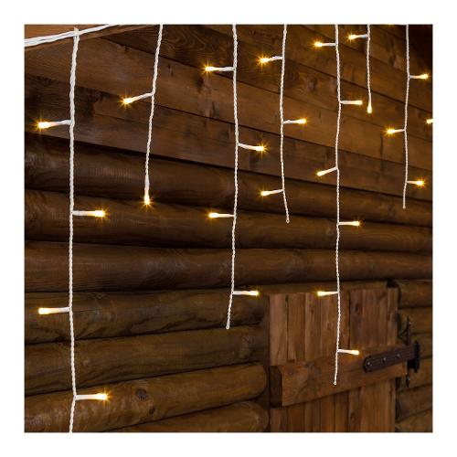 Tenda luminosa Natale Bianco 180 luci - LED Bianco caldo (7,68 + 4 mt) 8 Giochi di luce IP44 33214
