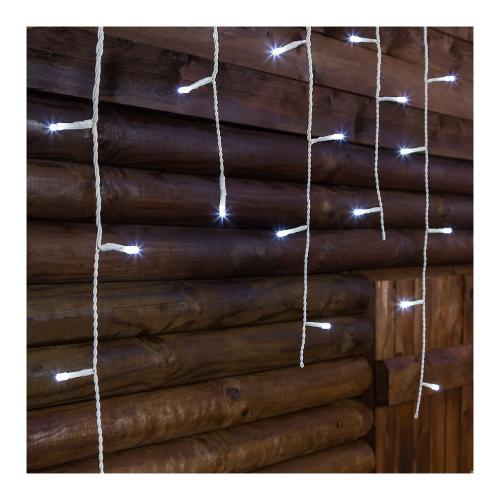 Tenda luminosa Natale Bianco 180 luci - LED Bianco freddo (7,68 + 4 mt) 8 Giochi di luce IP44 33221