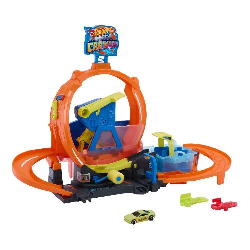 Playset Pista Mega Loop autolavaggio con veicolo cambiacolore HOT WHEELS CITY JHL97