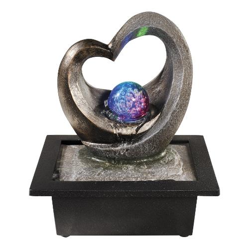 Fontanella interno Cuore e sfera con led Rgb (16,5x21x25cm) LUMINEO Grigio e Nero 890733