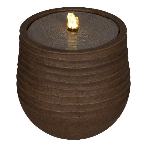 Fontana decorativa esterno con luce led Ciotola riga (40x37,5cm) LUMINEO Marrone scuro 896439