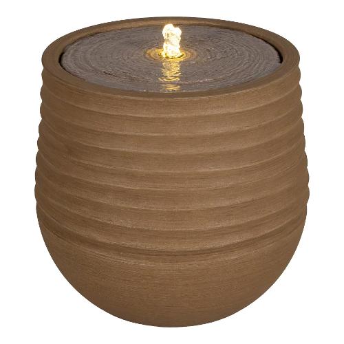 Fontana decorativa esterno con luce led Ciotola riga (40x37,5cm) LUMINEO Marrone chiaro 896437