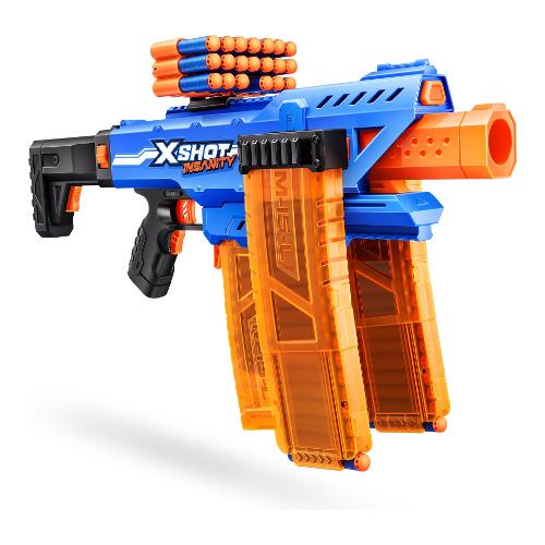 Fucile blaster Mitragliatore motorizzato Clip Mania 72 colpi (62cm) XSHOT INSANITY 36786