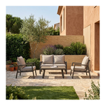 Amicasa .Salottino 4 Posti Alex Alu. Grigio/Beige