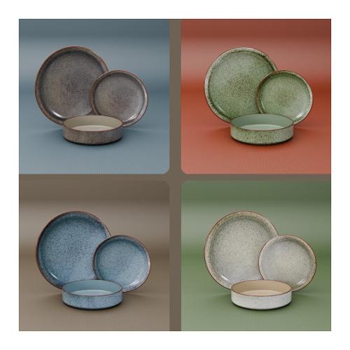 Servizio piatti Ceramica 12 pz HELIOS Colori assortiti Art 47
