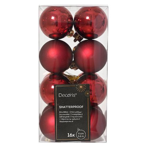 Set palline albero Natale (16pz-4cm) Plastica Oxblood 9021778