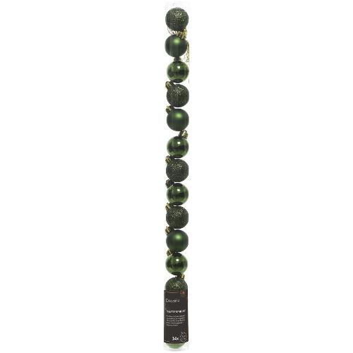 Set palline albero Natale (14pz-3cm) Plastica Pine green 9020467