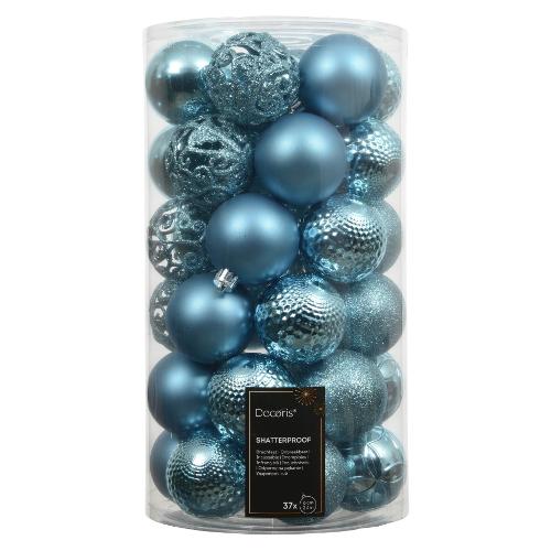 Set palline albero Natale (37pz-6cm) Plastica Folk blu 9022829