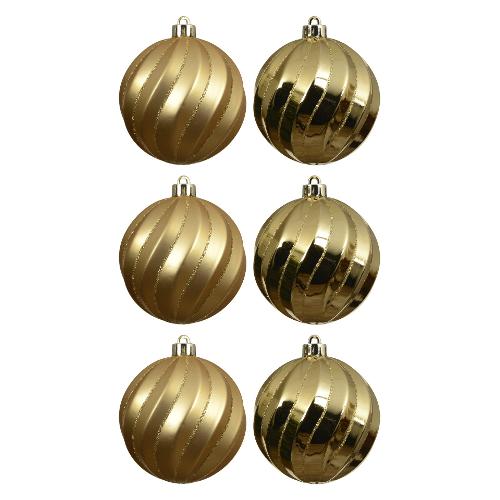 Set palline albero Natale (6pz-8cm) Plastica Gold 026073