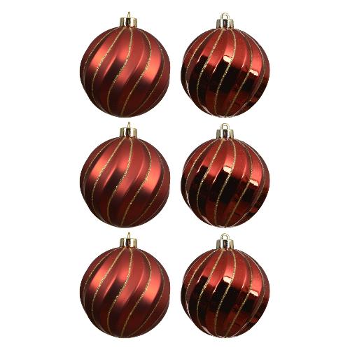 Set palline albero Natale (6pz-8cm) Plastica Red 026072
