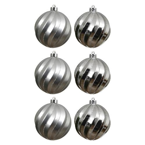 Set palline albero Natale (6pz-8cm) Plastica Silver 026074