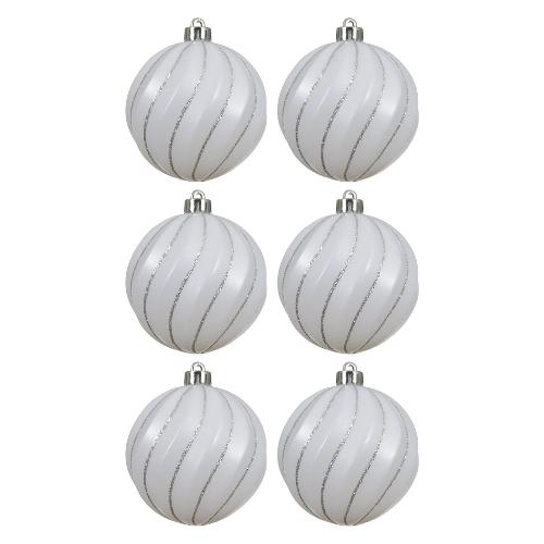 Set palline albero Natale (6pz-8cm) Plastica Winter white 026077