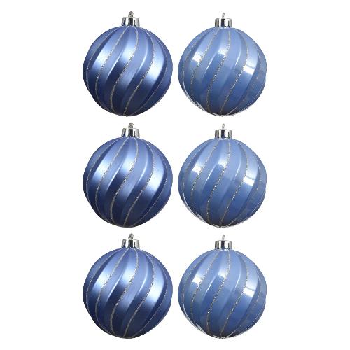 Set palline albero Natale (6pz-8cm) Plastica Sky blue 026085