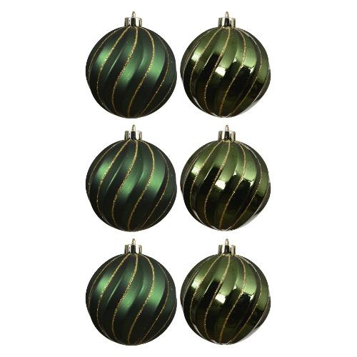 Set palline albero Natale (6pz-8cm) Plastica Pine green 026080