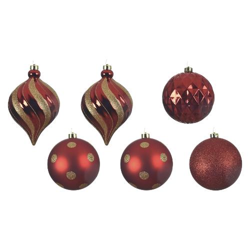 Set palline albero Natale (6pz-15cm) Plastica Red 9022565