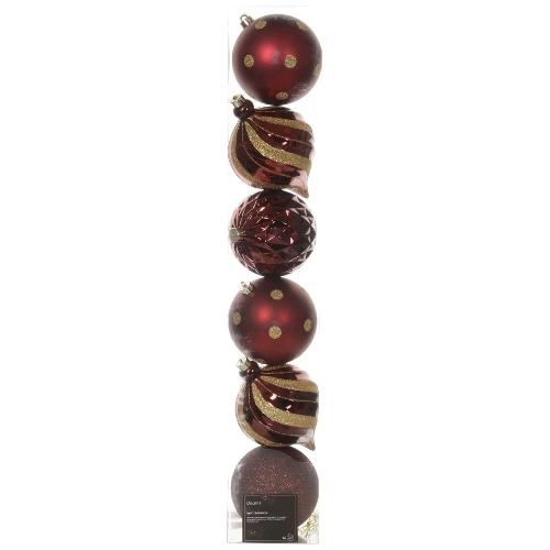 Set palline albero Natale (6pz-15cm) Plastica Oxblood 9022569