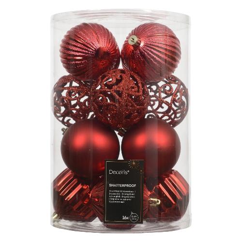 Set palline albero Natale (16pz-8cm) Plastica Red 9028341