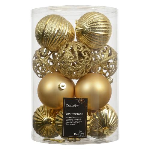 Set palline albero Natale (16pz-8cm) Plastica Gold 9028342