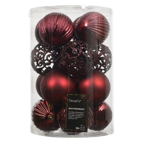 Set palline albero Natale (16pz-8cm) Plastica Oxblood 9028344