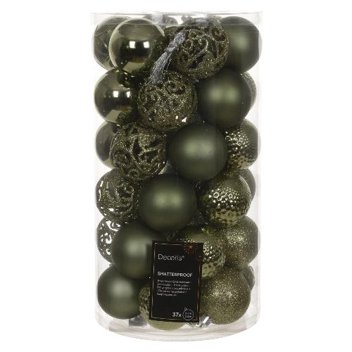 Set palline albero Natale (37pz-6cm) Plastica Rosemary green 9022627