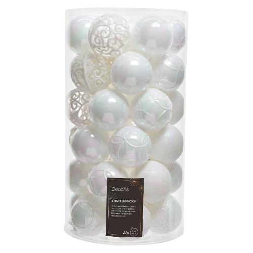 Set palline albero Natale (37pz-6cm) Plastica White iris 9020805