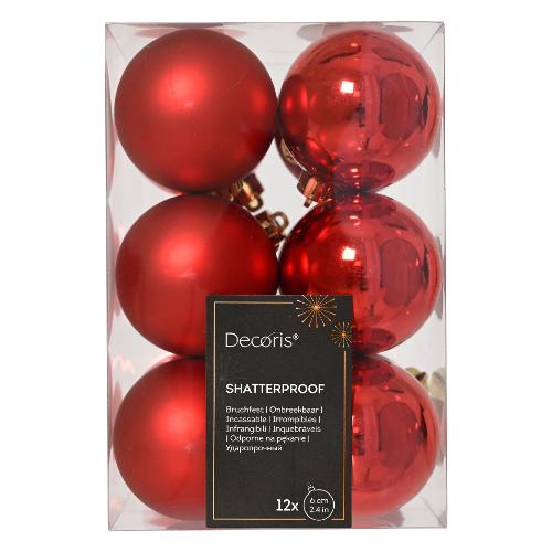 Set palline albero Natale (12pz-6cm) Plastica Red 9021832