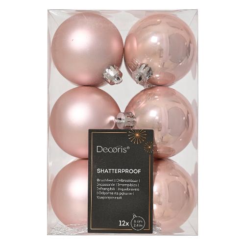 Set palline albero Natale (12pz-6cm) Plastica Blush pink 9021924