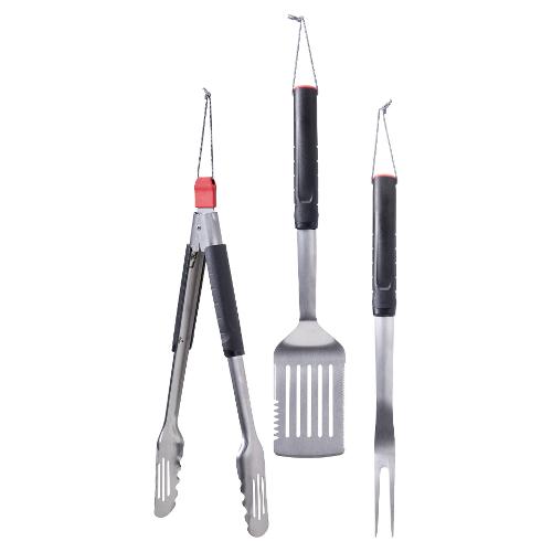 Set attrezzi barbecue inox 3 pz (42cm) Cromo satinato e Nero YL8000590