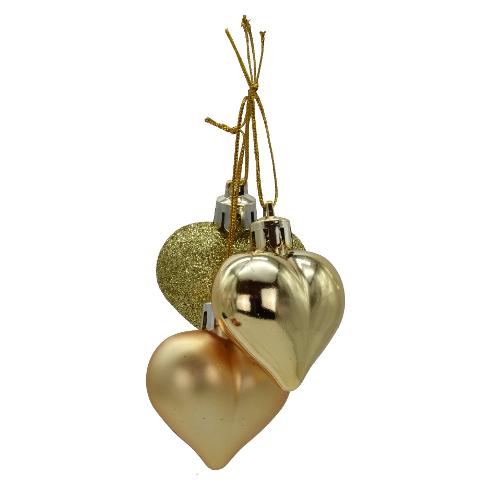 Cuori (3pz-8cm) Plastica Oro B5658