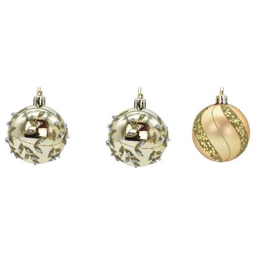 Set palline albero Natale Plastica Assortito Oro B5596
