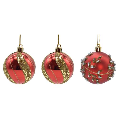 Set palline albero Natale Plastica Assortito Rosso B5598