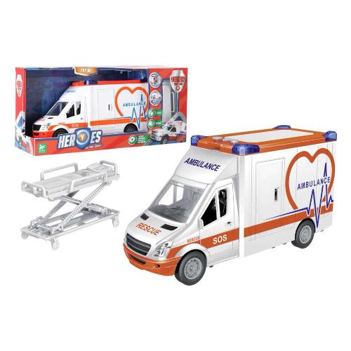 Ambulanza con frizione luci, suoni e barella (38cm) HEROES 42525