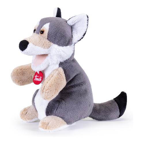Peluche Marionetta Lupo (16x16x25cm) PUPPETS Grigio e Bianco 29230
