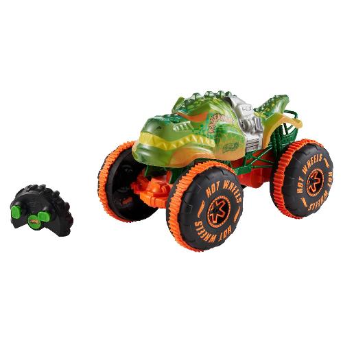 Radiocomando Rageasaur 2,4 GHz scala 1:15 (30cm) HOT WHEELS MONSTER TRUCKS Verde e Arancio JBH03